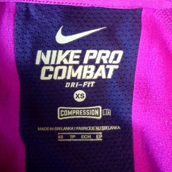 Nike Pro Combat Womens Compression Hoodie XS Dri-Fit Pink Purple Sporty Run Gym - Picture 4 of 9